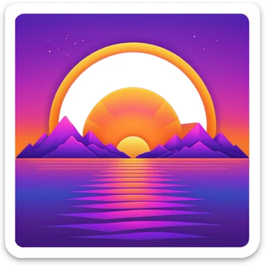 neon sunrise line drawing sticker