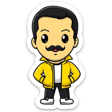 Freddie Mercury in yellow jacket from Live Aid sticker