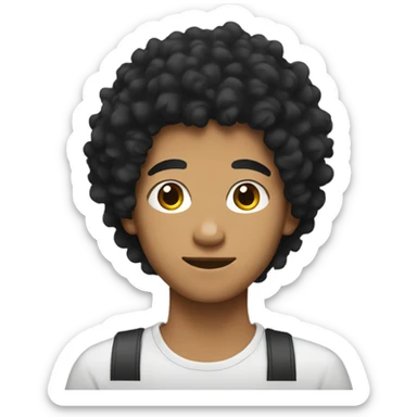 teen ager with a black fluffy hair  sticker