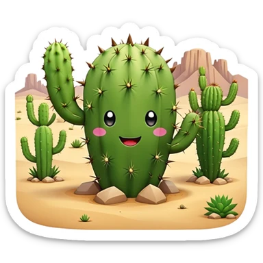 cute kawaii cactus desert landscape  sticker