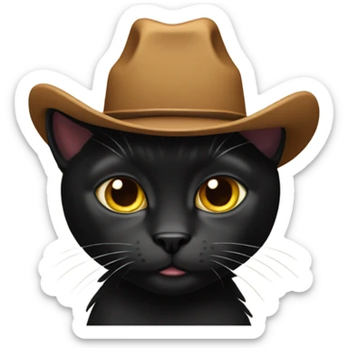 black cat with cowboy hat  sticker