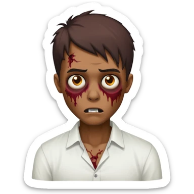 a zombie bronw emo man hard opium with white shirt sticker
