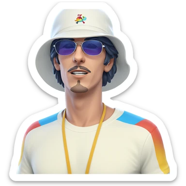cool guy with sunglasses and hat sticker