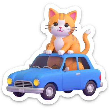 a cute beautiful cat sitting on a broken car sticker