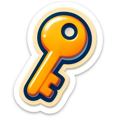 cartoon style sticker of a single key symbol, simple and clear, no text sticker