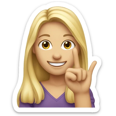 Caucasian woman with long blonde hair smiling making a like sign with her hand sticker