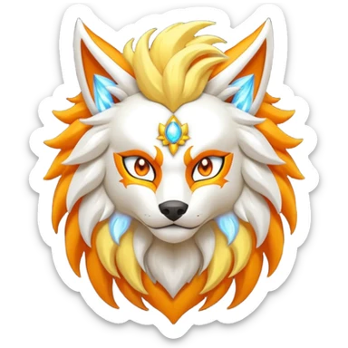 Pokemon legendary oragen and yellow solgaleo sticker