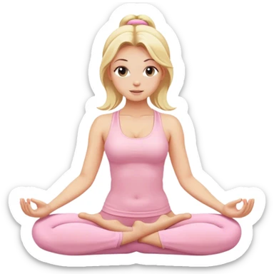 blonde yoga girl light pink clothes n sticker