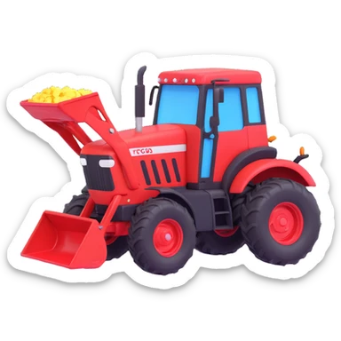 red tractor with a scoop, 3D style sticker