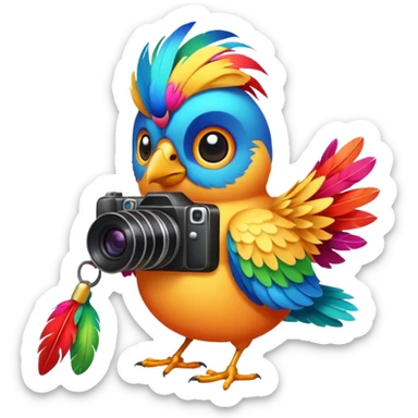 bird with a camera sticker