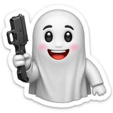 Emoji de Fantasma con glock en la mano sticker