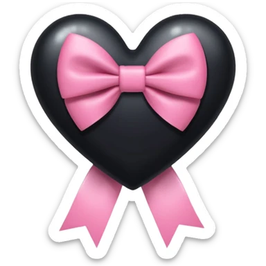 transparent black heart with a pink bow and heart pattern on the bow sticker