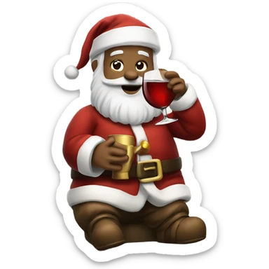 Santa Clause drinking wine sticker