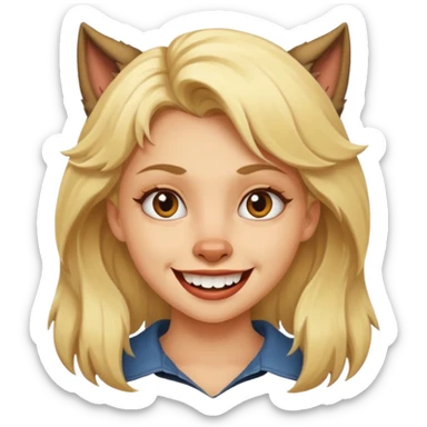 blonde girl with a smile werewolf  sticker