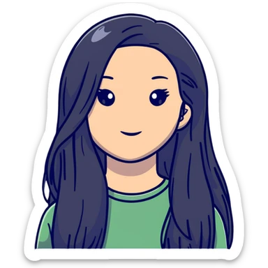 cute girl with long hair sticker