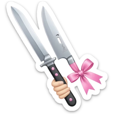 the handle of the knife is tied with a pink ribbon sticker