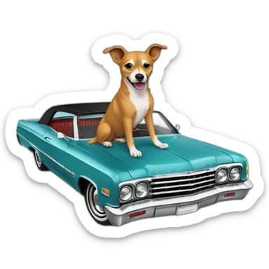 Dog in a 64 Impala low rider sticker