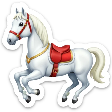 christmas new year's white horse with a red saddle sticker