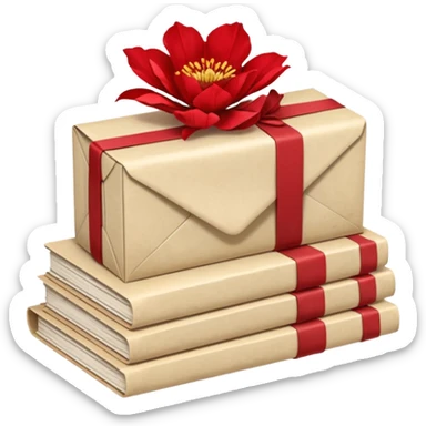 A beautifully arranged Stack of aged letters, tied with a red ribbon, envelopes, corespondence, aesthetic, red flower petals around, mails sticker