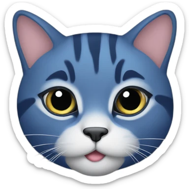 Deep blue pudgy big cute cat sticker