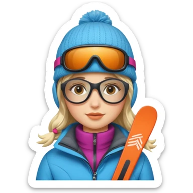 Winter clothes girl with skiing glasses potraiot  sticker