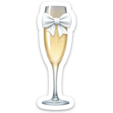 Champagne glass with white bridal bow sticker