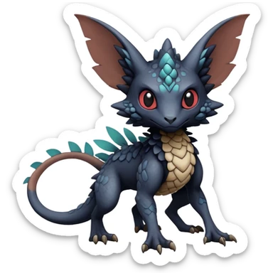 Dark edgy exotic anthropomorphic painted Fakémon-Pokémon-Trico-Vernid-creature sticker