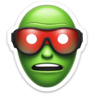 Green Alien ninja with red glasses sticker