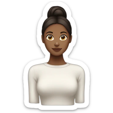 Femme au cheveux lisse marron et à la peau blanche qui porte un pull noir sticker