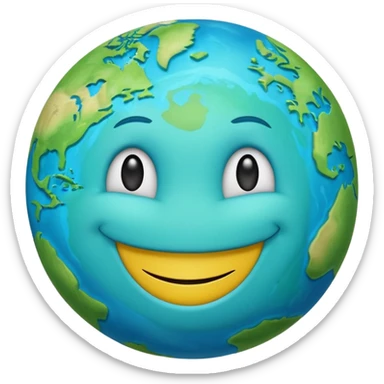 planet earth smiley face sticker