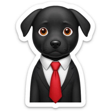 black dog with red tie,white shirt sticker