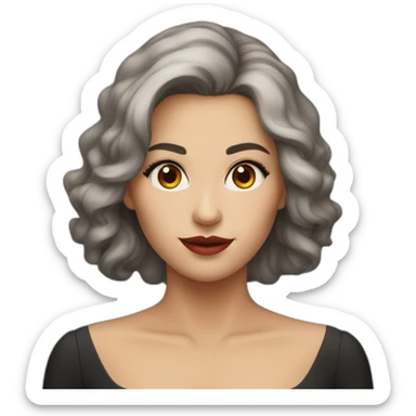 ashen hair color woman in a dark elegant dress color of the eyes are red sticker