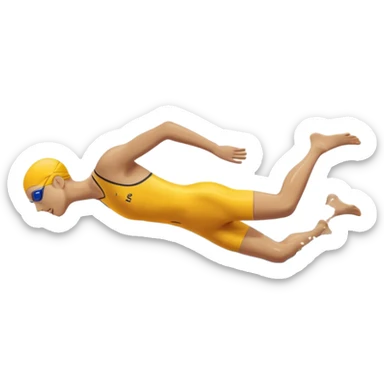 Sporty emoji of a swimmer diving into a pool, side view, dynamic motion, clear diving posture, splash effect, bold colors, emoji s sticker