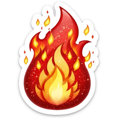 red glitter fire sticker