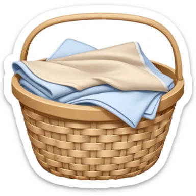 A basket of light beige and white color laundry sticker