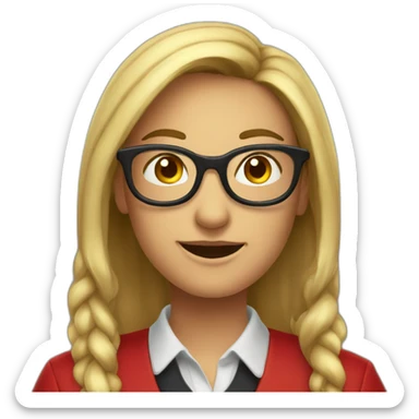 Leona mayor, con lentes muy Rojo redondos, alegre sticker