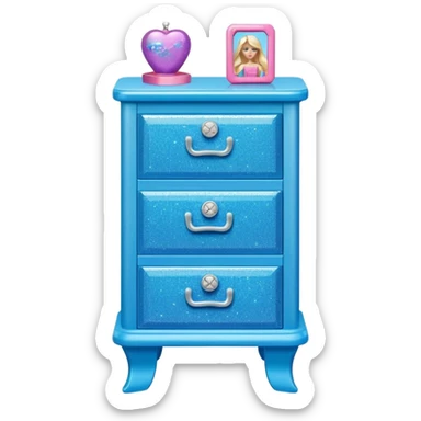 barbie nighstand blue with glitter sticker