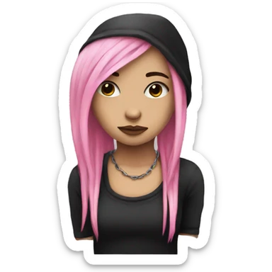 Emo girl with a pink strand sticker