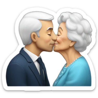 emanuel-macron kissing old lady sticker