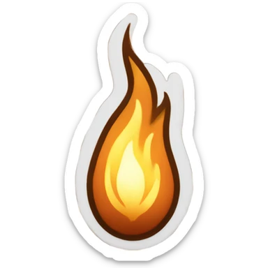 White and brown flame sticker
