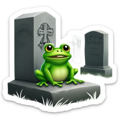 frog visiting a cemetery  sticker
