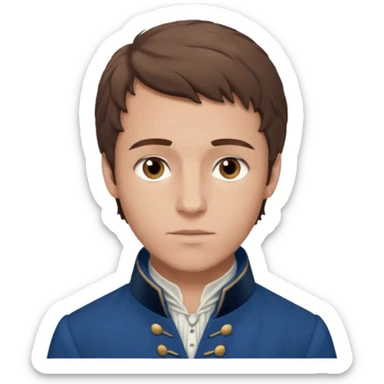 Marius From Les Miserables with light skin, brown eyes, Brown Hair, blue outfit sticker