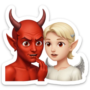 devil and angel whispering to the ear sticker