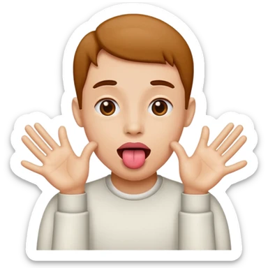 tongue out with both hands to the side sticker