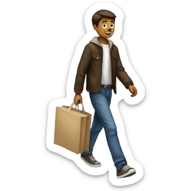 Young man walking on planer earth sticker