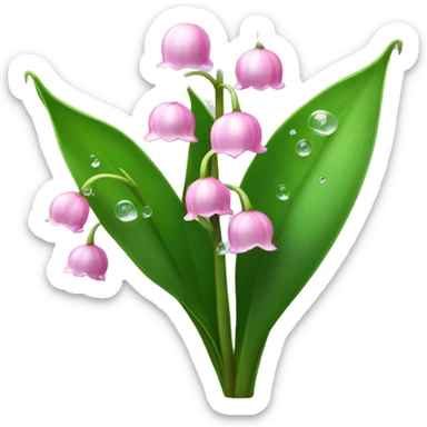 Pink lily of the valley bush with long stems and water droplets sticker