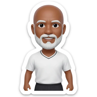 Tennis player adult black bald male white short beard and mustache sticker