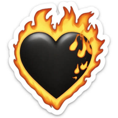 Black heart with fire sticker