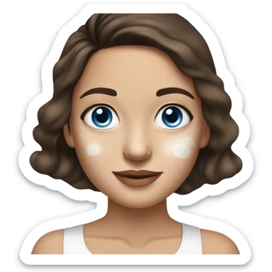 White Skin care on white freackles skin of a brunett blue eyed girl using skin care products like caudalie and ordinary brand sticker