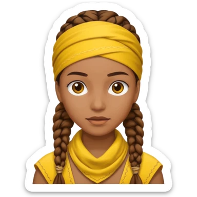 woman with brown braids and a yellow bandana sticker
